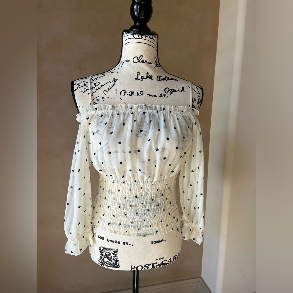Elegant Off-Shoulder Polka Dot Top